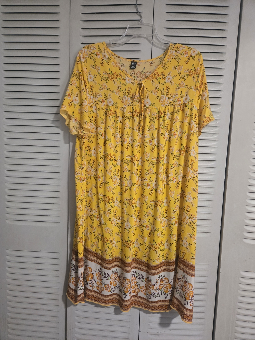 Yellow Floral Short-Sleeve Sundress